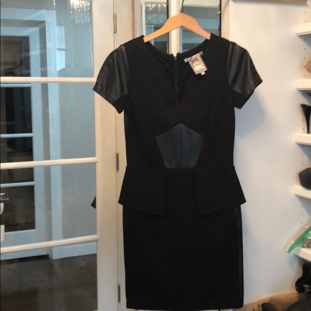 Yoana Baraschi Black dress with leather trim